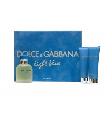 DOLCE & GABBANA (D&G) - LIGHT BLUE POUR HOMME EDT 75 VP + GEL 50 ML.+ AFTER SHAVE 50 ML.